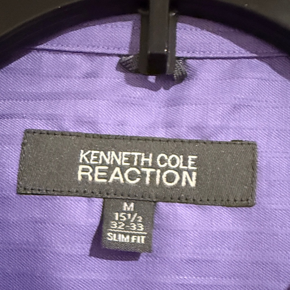 Kenneth Cole Reaction Medium Purple Striped Dress Shirt - Picture 2 of 12